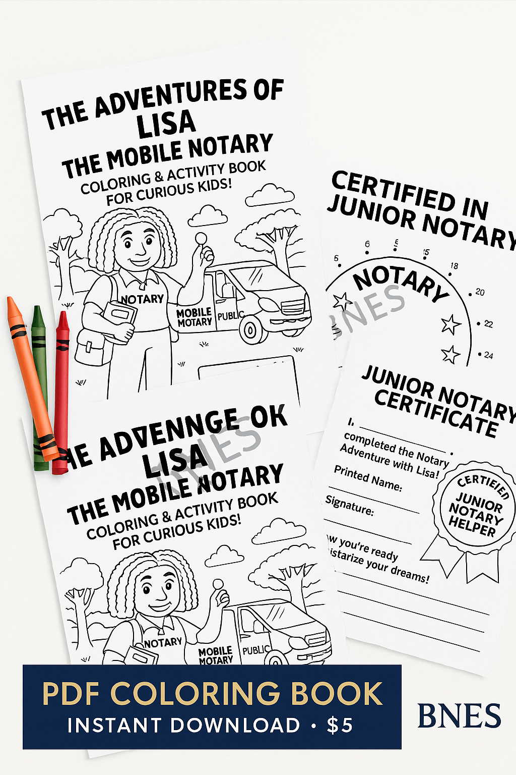Lisa the Mobile Notary Coloring & Activity Book – Kids Learn About Notaries (Digital & Printable)