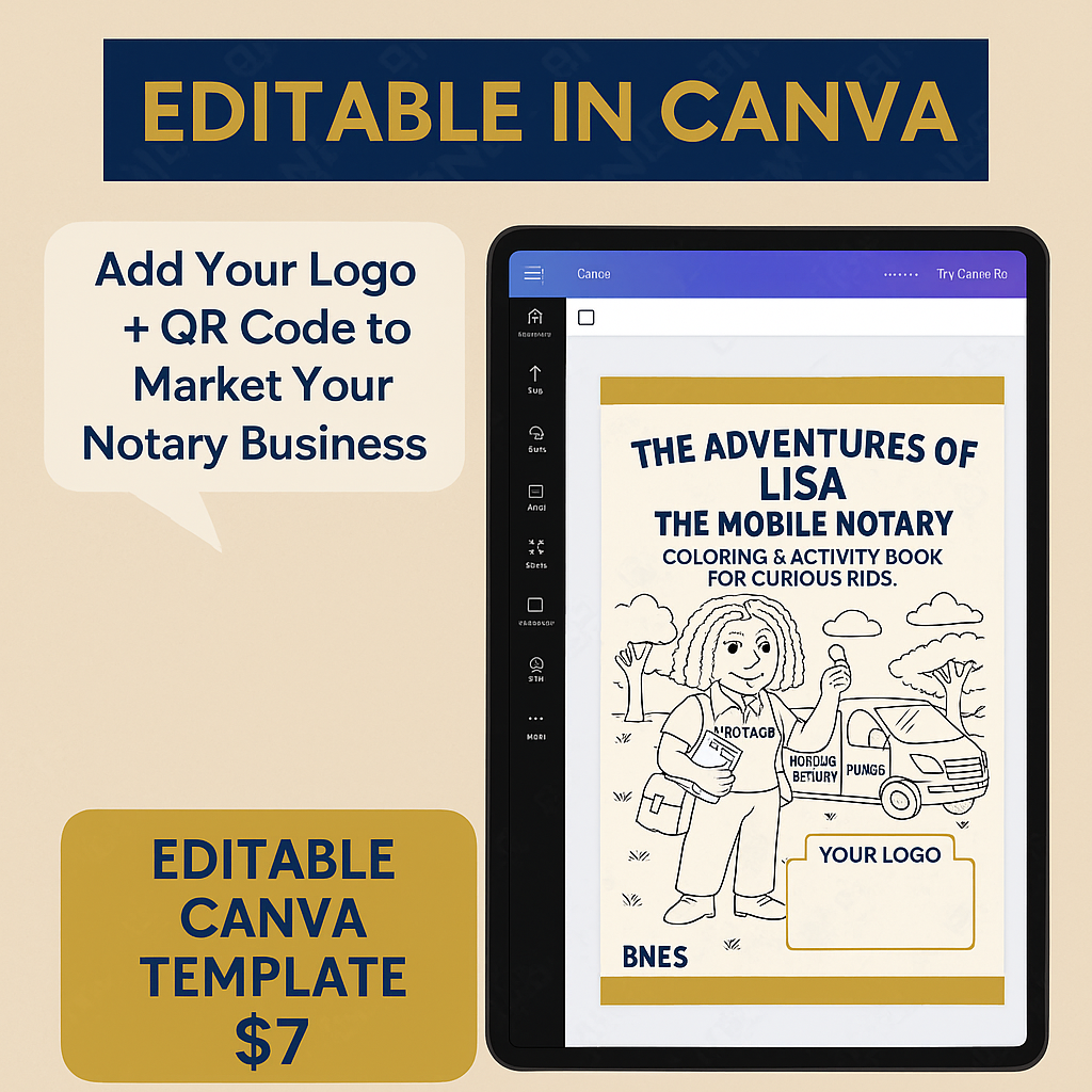 Lisa the Mobile Notary Coloring & Activity Book – Kids Learn About Notaries (Digital & Printable)